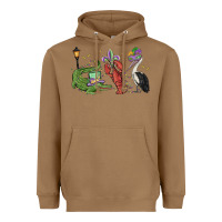 Toasted Coconut mardi gras alligator crawfish pelican Heavyweight Hoodie - MaliasSmallBusiness