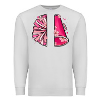 Dove Grey custom name cheerleader with megaphone Premium Sweatshirt - MaliasSmallBusiness