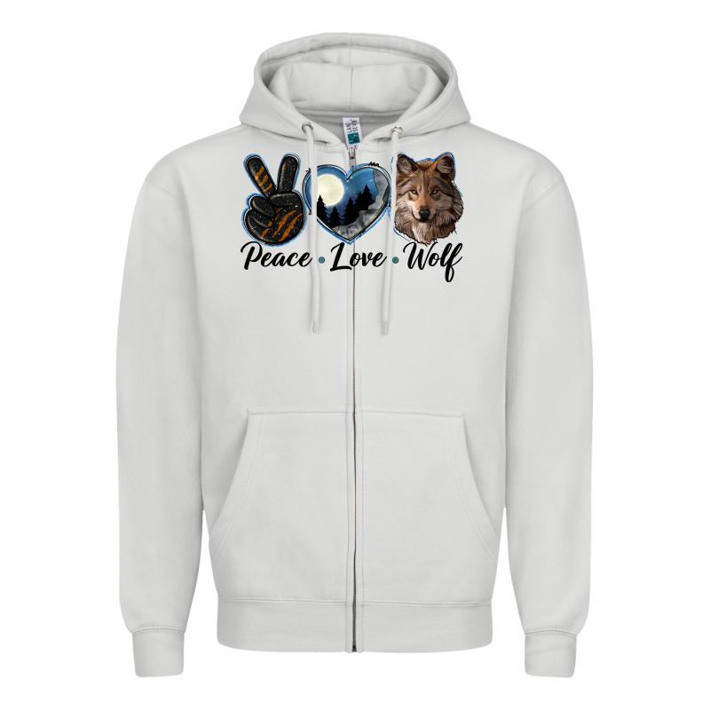 Peace Love Wolf Head Zipper Hoodie by LillyAllenDesigns | Teevron