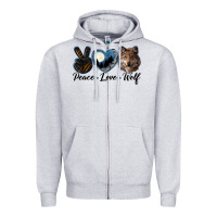 Heather Grey peace love wolf head Zipper Hoodie - LillyAllenDesigns