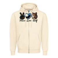 Sandshell peace love wolf head Zipper Hoodie - LillyAllenDesigns