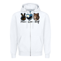 White peace love wolf head Zipper Hoodie - LillyAllenDesigns