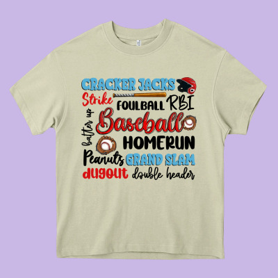Baseball Typography Words Heavy Core Tee Designed By Artiststas