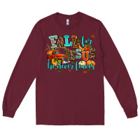 Burgundy fall for jesus he never leaves Long Sleeve Tee - AdoDesignShop