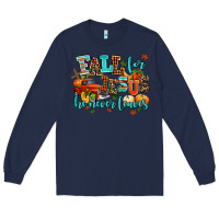 Navy fall for jesus he never leaves Long Sleeve Tee - AdoDesignShop