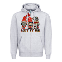 Heather Grey let it be ladybug gnomies Zipper Hoodie - BarkalooDesign