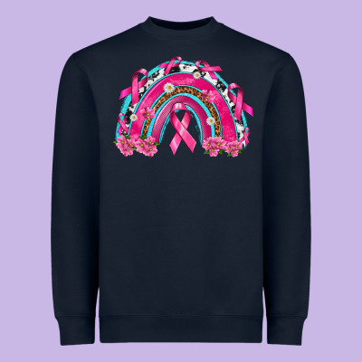 Breast Cancer Rainbow Heavyweight Sweatshirt Designed By Texasbilliewilder