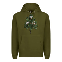 Army Green Magnolia Flower Illustrations Premium Hoodie - LillyAllenDesigns