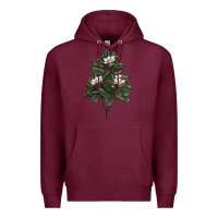 Burgundy Magnolia Flower Illustrations Premium Hoodie - LillyAllenDesigns