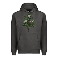 Charcoal Heather Magnolia Flower Illustrations Premium Hoodie - LillyAllenDesigns