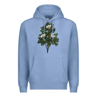Colony Blue Magnolia Flower Illustrations Premium Hoodie - LillyAllenDesigns