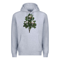 Heather Grey Magnolia Flower Illustrations Premium Hoodie - LillyAllenDesigns