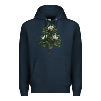 Navy Magnolia Flower Illustrations Premium Hoodie - LillyAllenDesigns