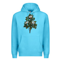 Ocean Blue Magnolia Flower Illustrations Premium Hoodie - LillyAllenDesigns