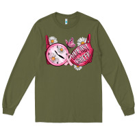 Army Green Hour Breast Cancer Bra Long Sleeve Tee - Artiststas