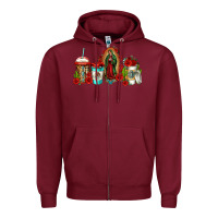 Burgundy lady of guadalupe coffee Zipper Hoodie - Jasminsmagicworld