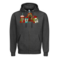 Charcoal Heather lady of guadalupe coffee Zipper Hoodie - Jasminsmagicworld