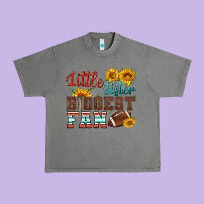 Little Sister Biggest Fan American Football Urban Heavy Tee Designed By Hra Design Shop