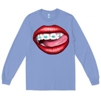 Colony Blue Lips Dental Braces Long Sleeve Tee - Artiststas