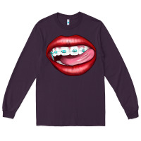 Plum Lips Dental Braces Long Sleeve Tee - Artiststas