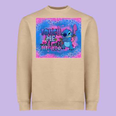 Touch Me And I Will Bite You Stitch Heavyweight Sweatshirt Designed By Zillion Design Studio