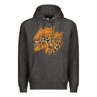 Charcoal Heather leopard glitter patch Premium Hoodie - AdoDesignShop