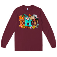Burgundy emt with fall Long Sleeve Tee - AdoDesignShop