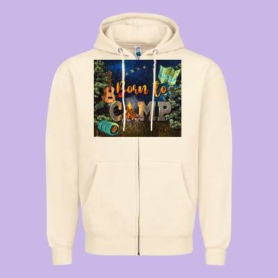Born To Camp Zipper Hoodie Designed By Nancycooperartshop