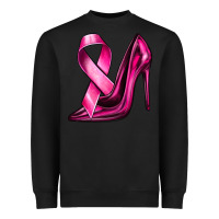 Black Breast Cancer Ribbon and Heels Heavyweight Sweatshirt - texasbilliewilder