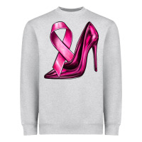 Heather Grey Breast Cancer Ribbon and Heels Heavyweight Sweatshirt - texasbilliewilder