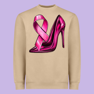 Breast Cancer Ribbon And Heels Heavyweight Sweatshirt Designed By Texasbilliewilder
