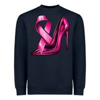 Navy Breast Cancer Ribbon and Heels Heavyweight Sweatshirt - texasbilliewilder
