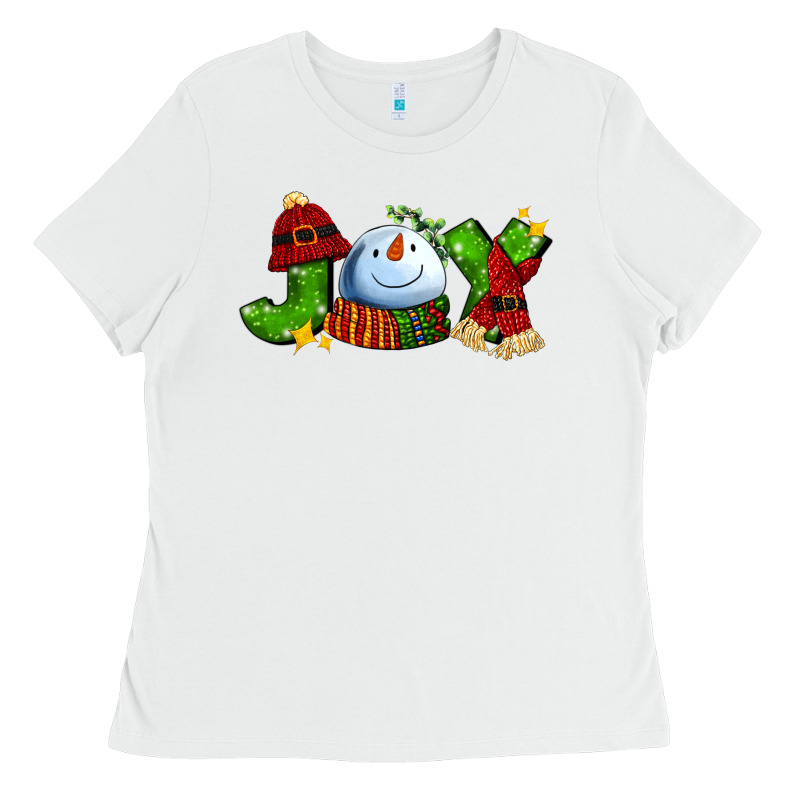 Joy For Christmas With Snowman Ladies Tee by AdoDesignShop | Teevron