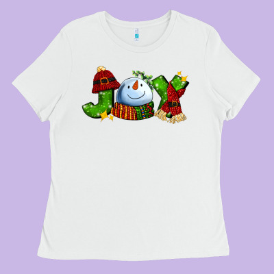 Joy For Christmas With Snowman Ladies Tee Designed By Adodesignshop