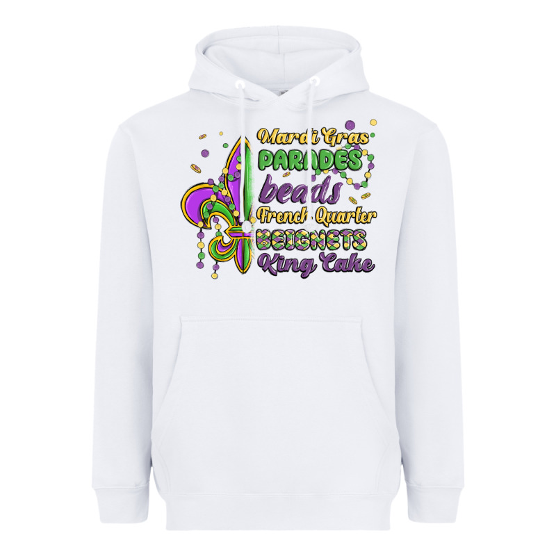 Mardi Gras Parades Beads French Quarter Beignets K Heavyweight Hoodie by MaliasSmallBusiness | Teevron