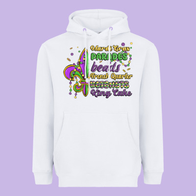 Mardi Gras Parades Beads French Quarter Beignets K Heavyweight Hoodie Designed By Maliassmallbusiness
