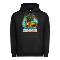 Pigment Black Hello summer pineapple Urban Hoodie - NancyCooperArtShop