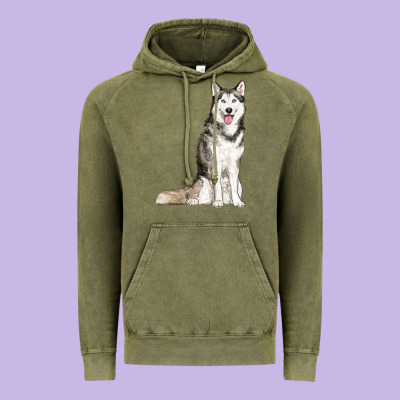 Husky Vintage Hoodie Designed By Ranaportraitstore