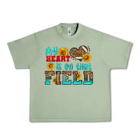 Oil Green my heart is on that field american football Urban Heavy Tee - HRA Design Shop