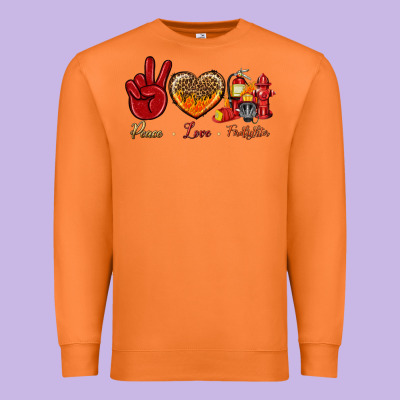 Peace Love Firefighter Premium Sweatshirt Designed By Nancycooperartshop