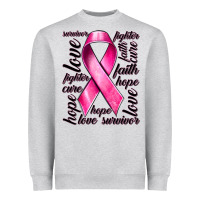 Heather Grey Breast Cancer Ribbon Hope Love Faith Heavyweight Sweatshirt - texasbilliewilder