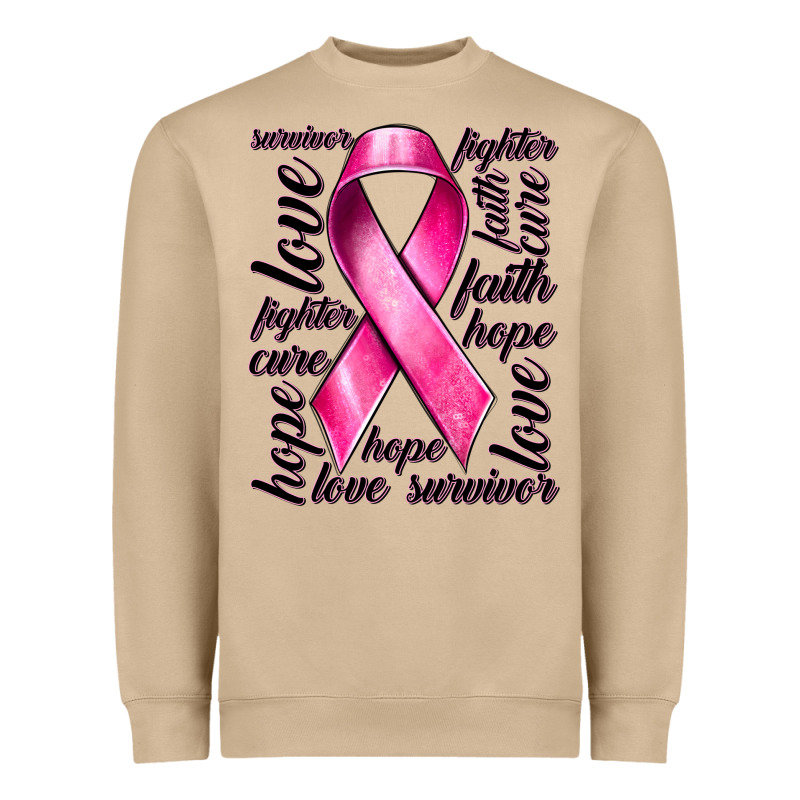 Breast Cancer Ribbon Hope Love Faith Heavyweight Sweatshirt by texasbilliewilder | Teevron