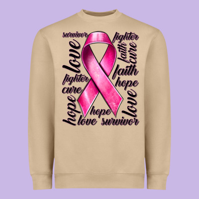 Breast Cancer Ribbon Hope Love Faith Heavyweight Sweatshirt Designed By Texasbilliewilder