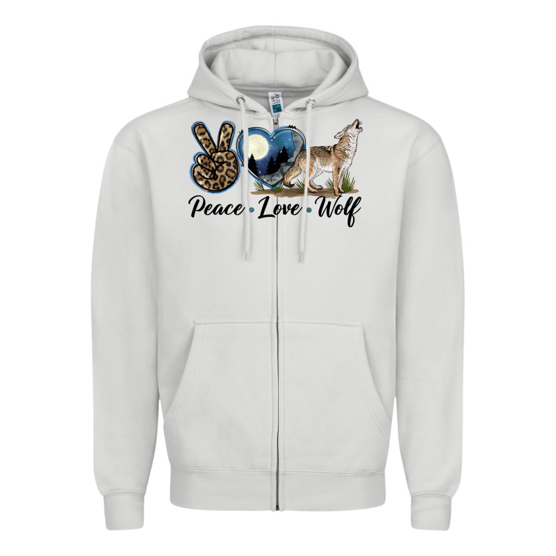 Peace Love Wolf Zipper Hoodie by LillyAllenDesigns | Teevron