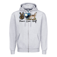 Heather Grey Peace Love Wolf Zipper Hoodie - LillyAllenDesigns