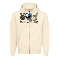 Sandshell Peace Love Wolf Zipper Hoodie - LillyAllenDesigns
