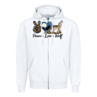 White Peace Love Wolf Zipper Hoodie - LillyAllenDesigns