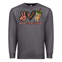 Charcoal Heather peace love coffee Premium Sweatshirt - NancyCooperArtShop