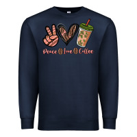 Navy peace love coffee Premium Sweatshirt - NancyCooperArtShop