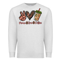 Oatmeal Heather peace love coffee Premium Sweatshirt - NancyCooperArtShop